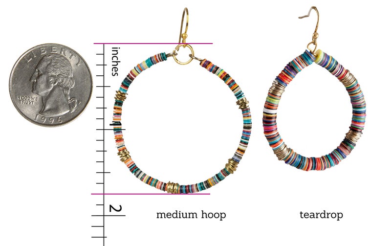 SPUNKYsoul Handmade Bohemian Multi-Colored Sequin Hoop Gold Earrings (SMALL DISC) - Image 4
